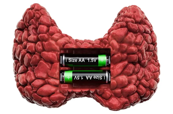 Tiroide humana com baterias. Conceito de recuperação e tratamento — Fotografia de Stock