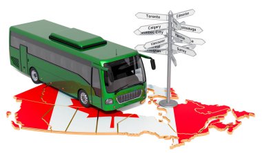 Kanada otobüs turları konsepti. 3B işleme
