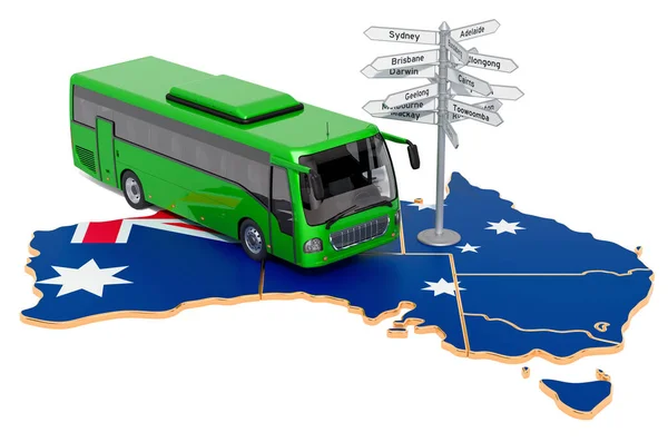 To je koncept australských autobusových zájezdů. prostorové vykreslování — Stock fotografie