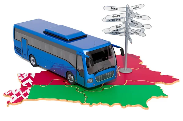 Vitryssland bussturer koncept. 3D-rendering — Stockfoto