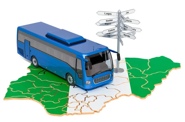 Nigeria Bus Tours concetto. Rendering 3D — Foto Stock