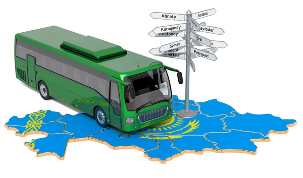Kasachstan Bustouren Konzept. 3D-Darstellung — Stockfoto