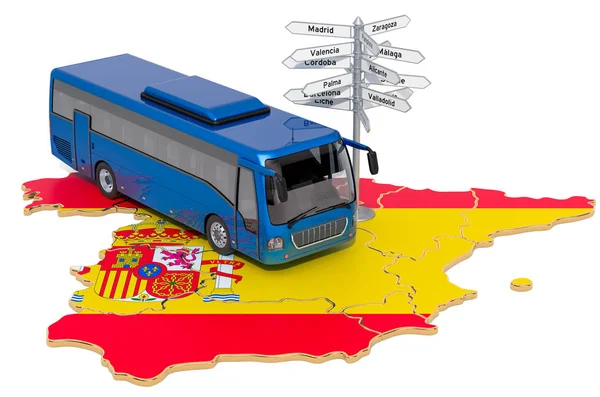 Ισπανία Ενοικιάσεις λεωφορείων έννοια. απόδοση 3D — Φωτογραφία Αρχείου