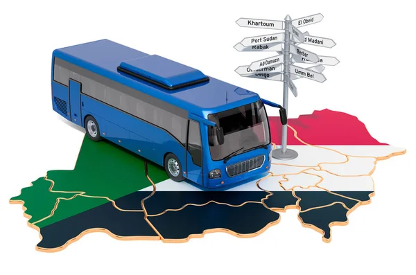 Sudan Bus Tours concept. 3D rendering