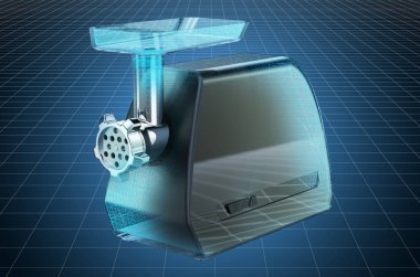 Elektrikli et değirmeni, plan görselleştirme 3D CAD modeli