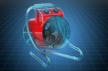 Endüstriyel Fan Isıtıcı görselleştirme 3D CAD modeli