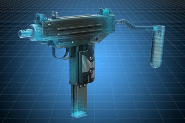 Submachine silah görselleştirme 3D CAD modeli