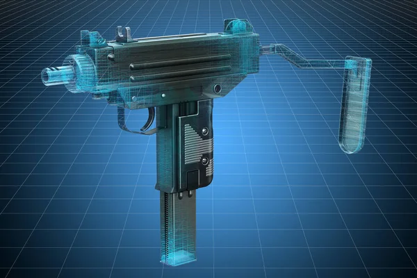 Visualisierung 3D-Cad-Modell der Maschinenpistole — Stockfoto