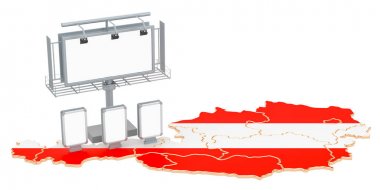 Avusturya'da Reklam Cılık İşi konsepti, 3d render