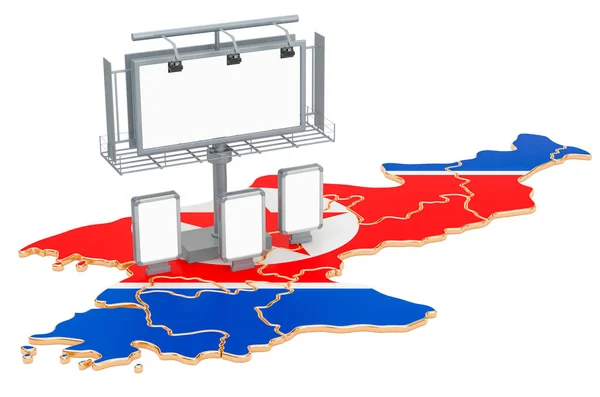 Διαφήμιση επιχειρήσεων στη Βόρεια Κορέα έννοια, 3D απόδοση — Φωτογραφία Αρχείου