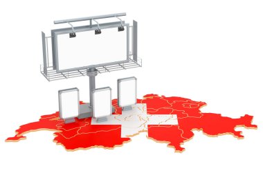 İsviçre'de Reklam Cılık İşi konsepti, 3d render