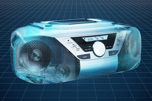 Visualization 3d cad model of Modern CD Boombox with AM/FM