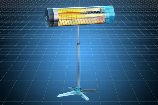 Visualização modelo cad 3d de halogênio ou aquecedor infravermelho — Fotografia de Stock