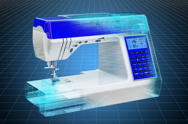 Visualization 3d cad model of electronic sewing machine — Stock Photo, Image