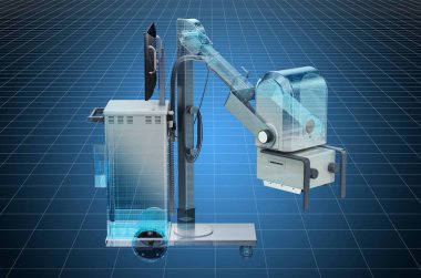 Mobil x-ray makinesigörselleştirme 3d cad modeli. 3d render