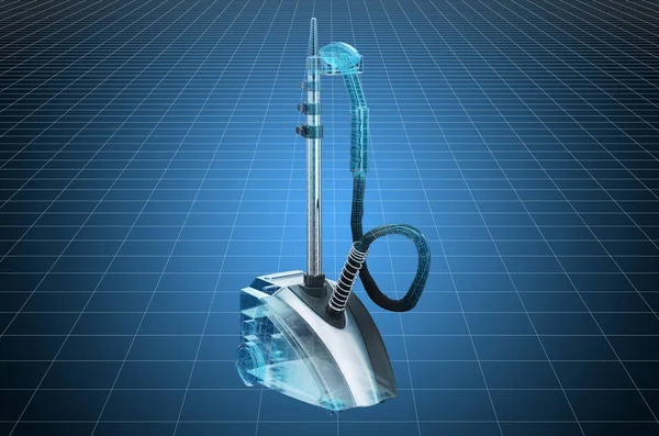 Visualization 3d cad model of clothes steamer, blueprint