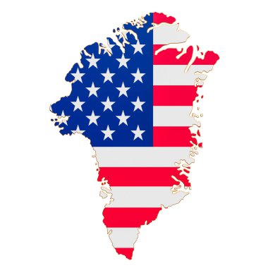 Grönland konsepti nin satın alınması, Abd bayrağı ile Grönland haritası