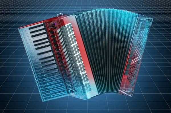 Visualization 3d cad model of digital accordion, blueprint — Stock Photo, Image