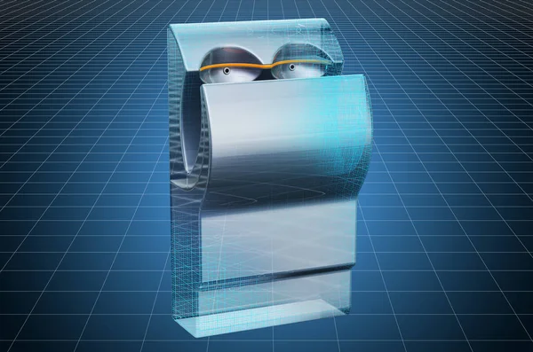 Visualización modelo 3d cad de secador de manos, plano — Foto de Stock