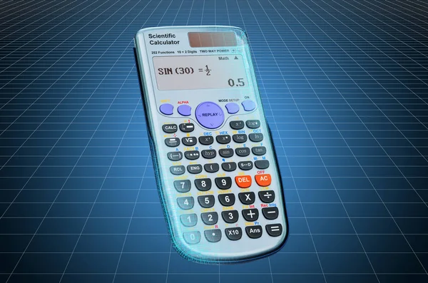 Visualization 3d cad model of scientific calculator — Stock Photo, Image