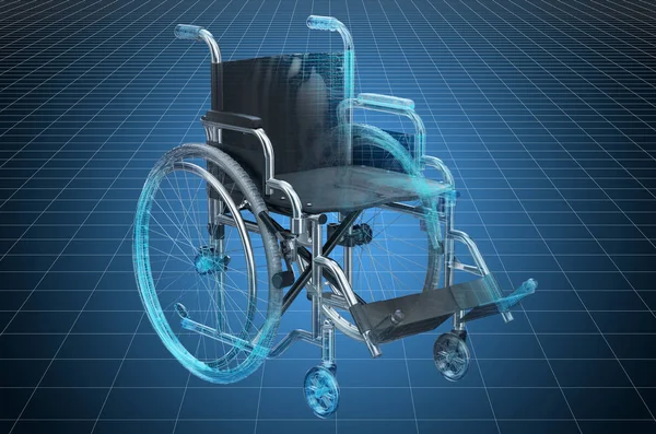 Visualization 3d cad model of wheelchair, blueprint — Stock Photo, Image