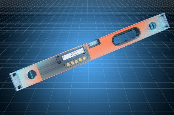 Visualization 3d cad model of digital spirit level, blueprint — Stock Photo, Image