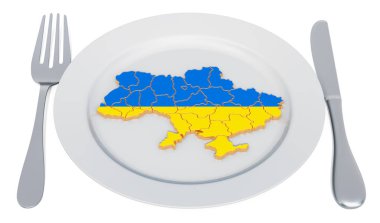 Ukrayna mutfağı kavramı. Ukrayna haritası ile Plaka