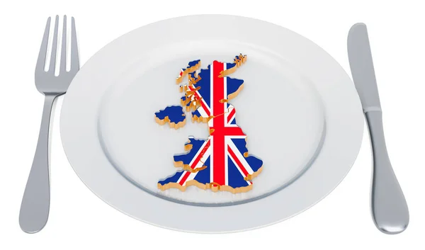 Brittiskt kök koncept. Skylt med karta över Storbritannien — Stockfoto