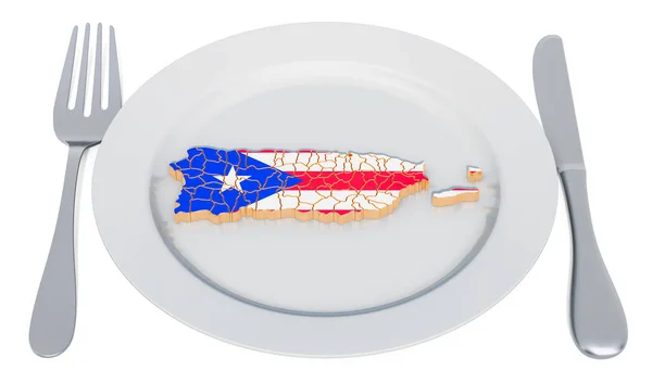 Puerto Rico cuisine concept. Bord met kaart van Puerto Rico — Stockfoto