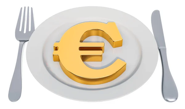 Platte mit Euro-Symbol, 3D-Rendering — Stockfoto