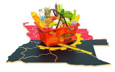 Angola konseptinde pazar sepeti veya satın alma gücü