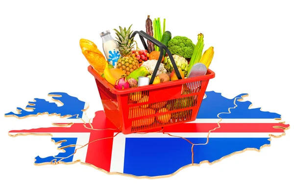 Cesto de mercado ou poder de compra na Islândia conceito — Fotografia de Stock