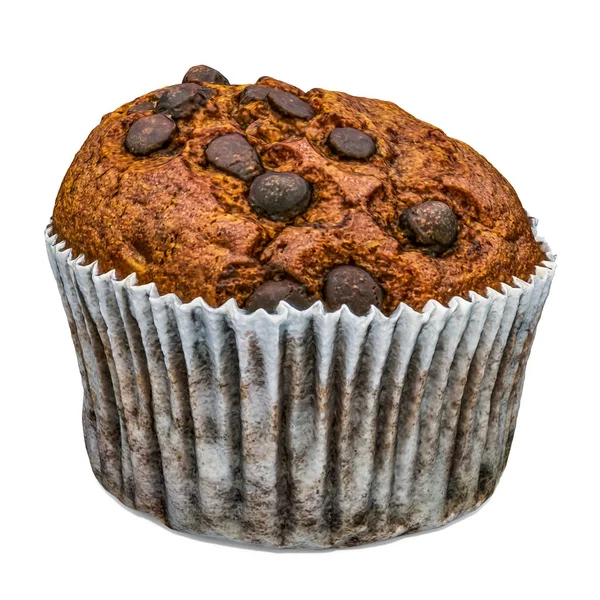 Schokolade Cupcake Nahaufnahme 3D-Rendering mit realistischer Textur — Stockfoto