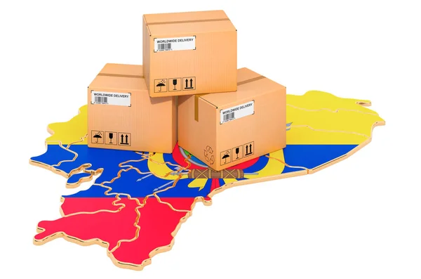 Pacchi sulla mappa ecuadoriana — Foto Stock