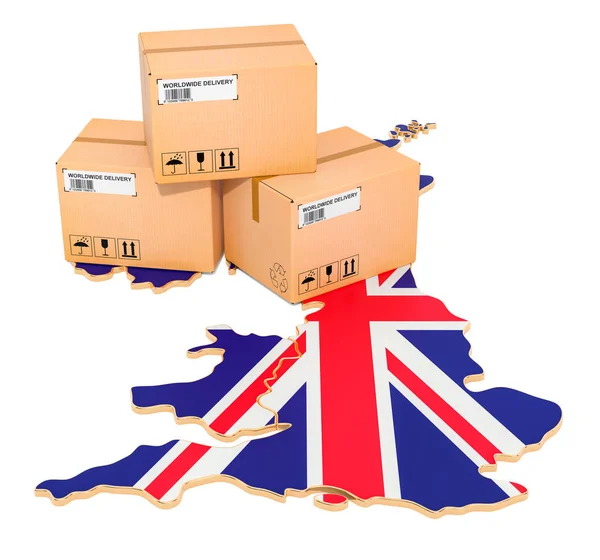 Paket på den brittiska kartan — Stockfoto