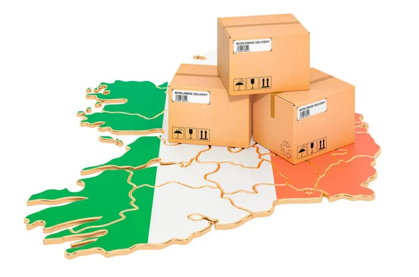 Paczki na mapie Irlandii — Zdjęcie stockowe