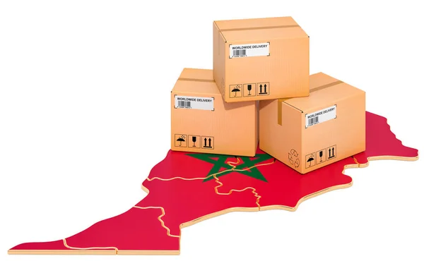 Pacotes no mapa marroquino — Fotografia de Stock