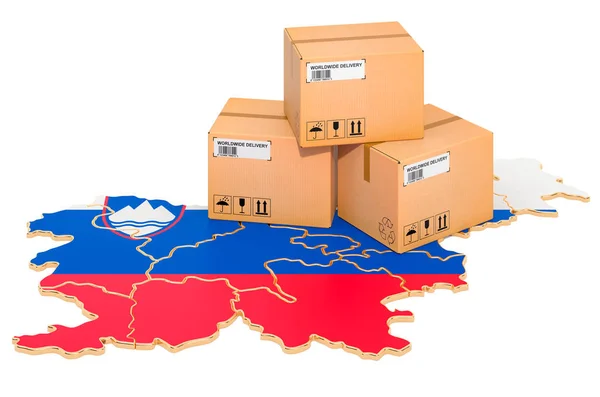 Balíčky na slovinské mapě — Stock fotografie