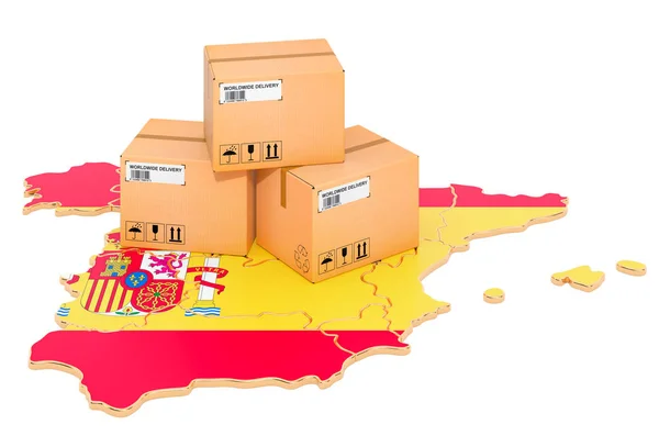 Pacchi sulla mappa spagnola — Foto Stock