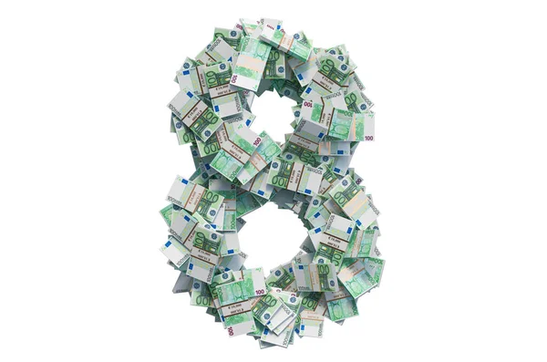 Número Dos Pacotes Euros Renderização Isolada Fundo Branco — Fotografia de Stock