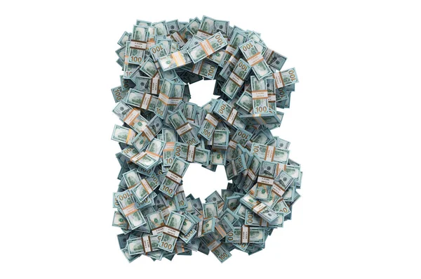 Carta Pacotes Dólares Renderização Isolada Fundo Branco — Fotografia de Stock