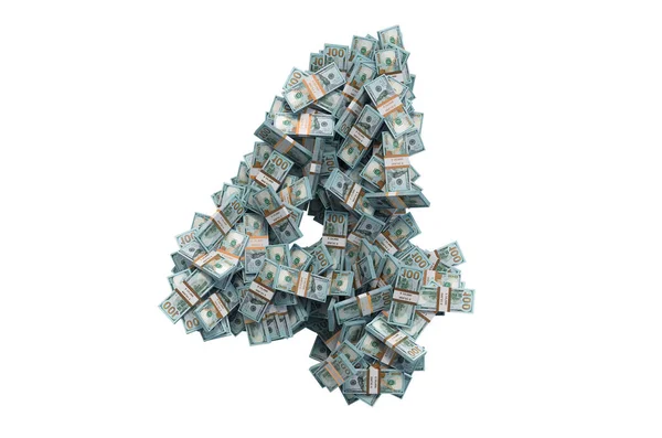 Número Dos Pacotes Dólares Renderização Isolada Fundo Branco — Fotografia de Stock