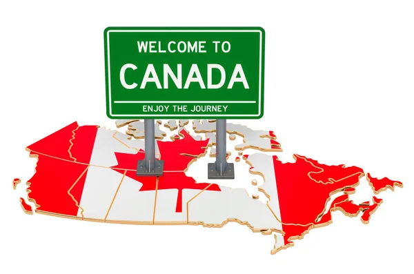 빌보드 Welcome Canada Canadian Map Rendering Isolated White Background — 스톡 사진