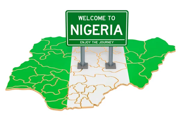 Billboard Witamy Nigerii Mapie Nigerii Renderingu Izolowane Białym Tle — Zdjęcie stockowe