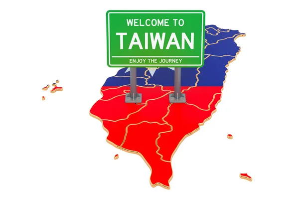 Billboard Välkommen Till Taiwan Thailändsk Karta Rendering Isolerad Vit Bakgrund — Stockfoto