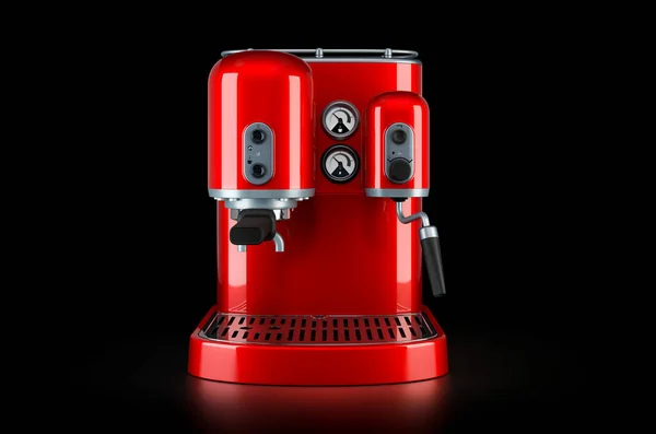 Red Coffeemaker Coffee Machine Retro Design Black Background Renderin — Stock Photo, Image