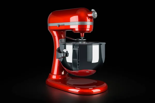 Red Stand Kitchen Mixer Black Background Renderin — Stock Photo, Image