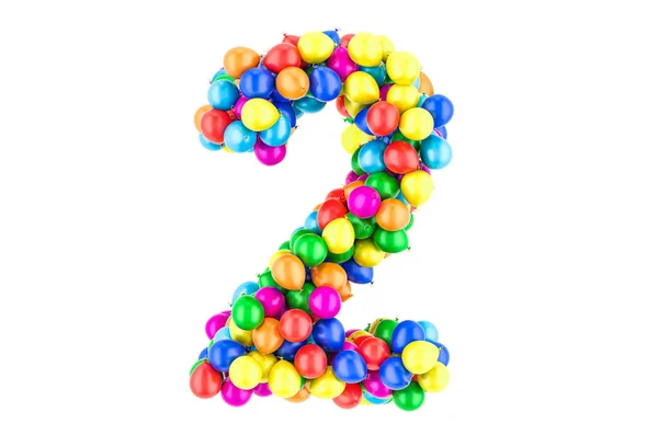 Numéro Ballons Colorés Rendu Isolé Sur Fond Blanc — Photo