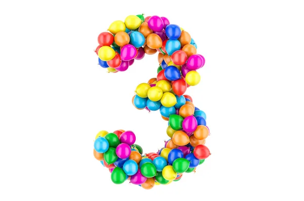 Numéro Ballons Colorés Rendu Isolé Sur Fond Blanc — Photo