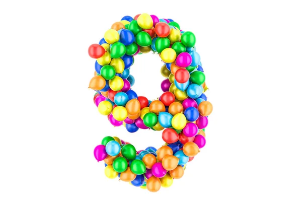Número Balões Coloridos Renderização Isolada Fundo Branco — Fotografia de Stock